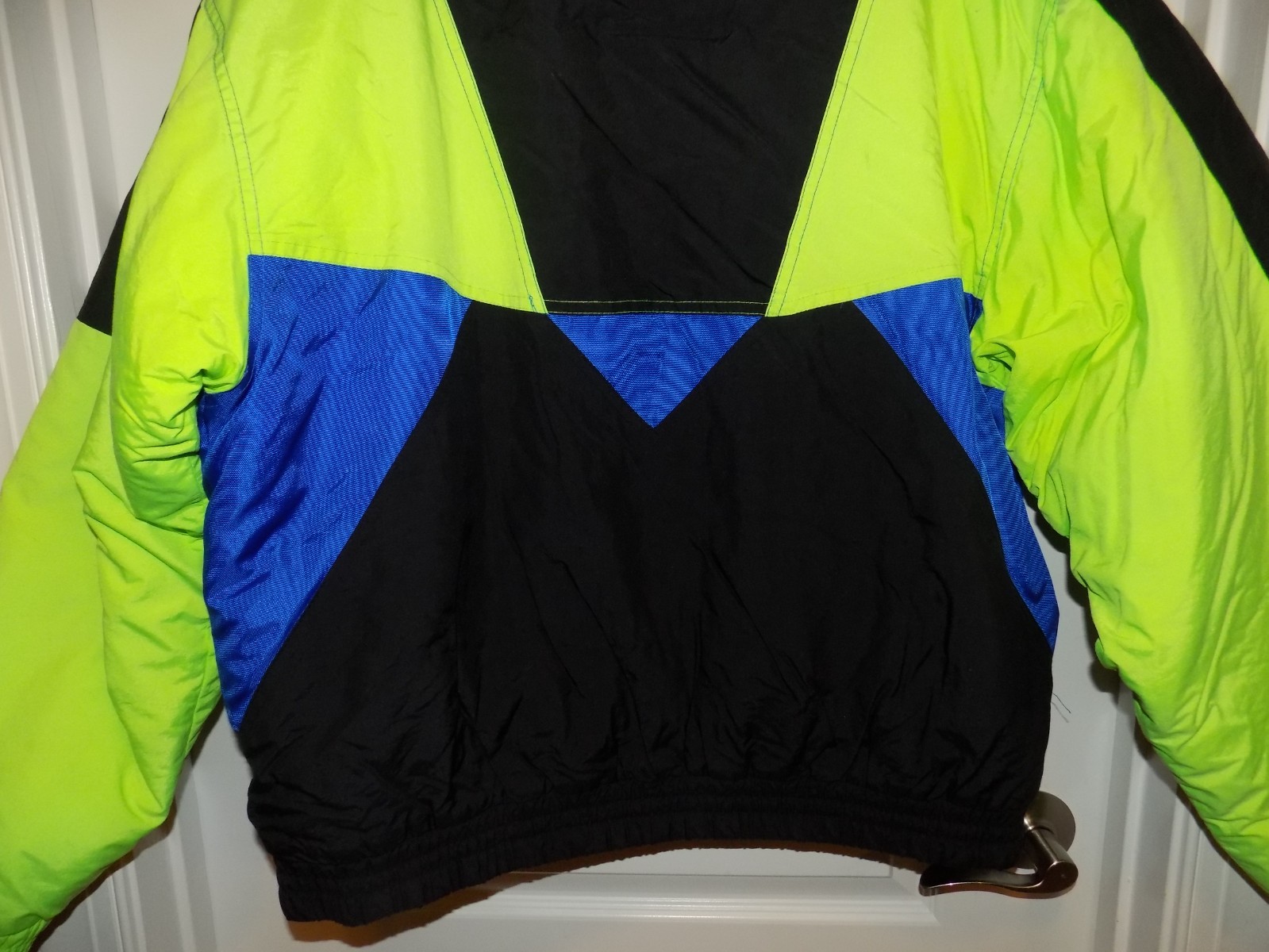 Vintage FERA Skiwear Snowboard Jacket Mens M/L 42 Black Neon Green Blue 80s 90s