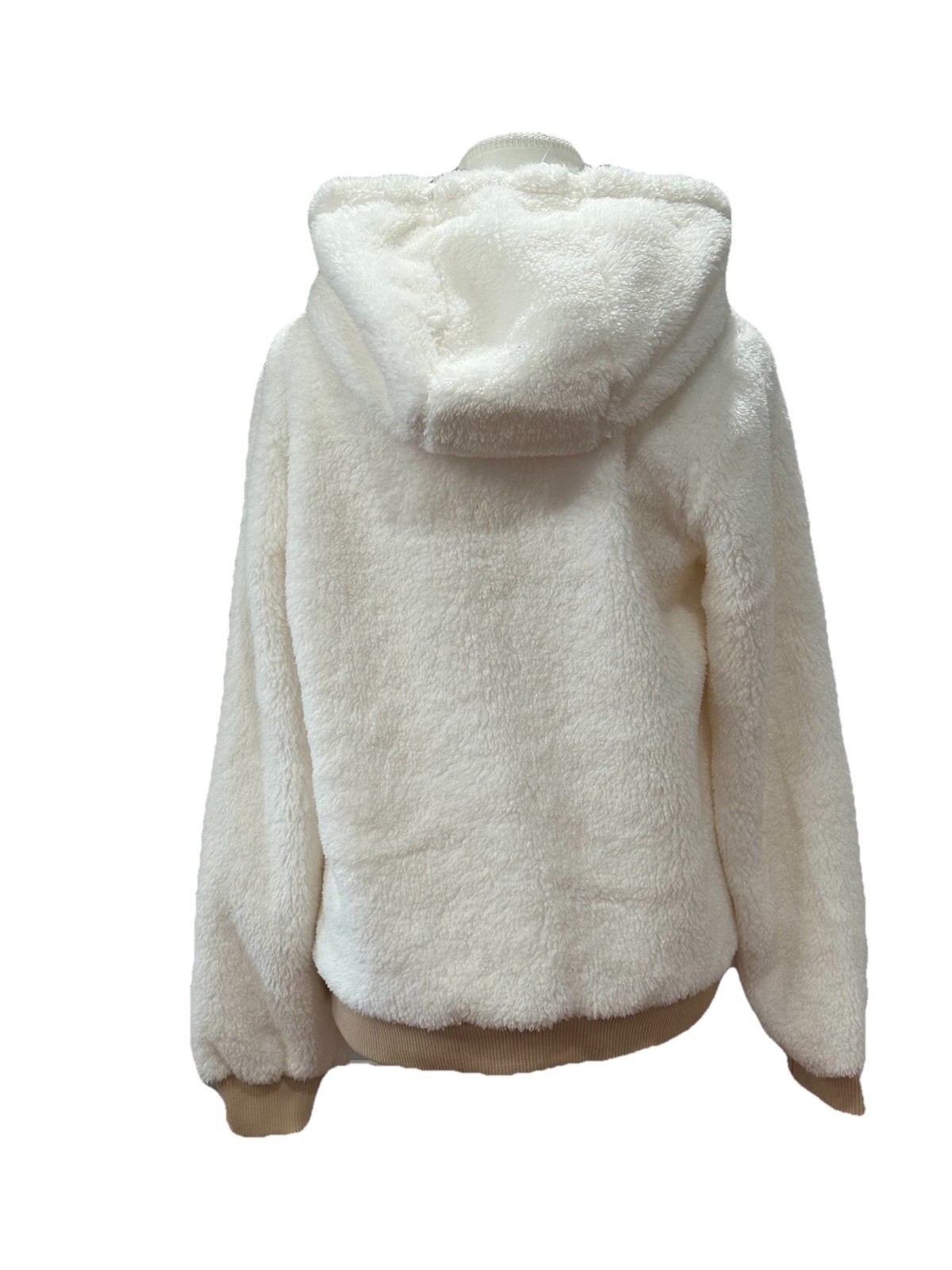 Reebok Women’s Drawstring Hooded Heavy Mountain Jacket Faux Fur Cream M $95