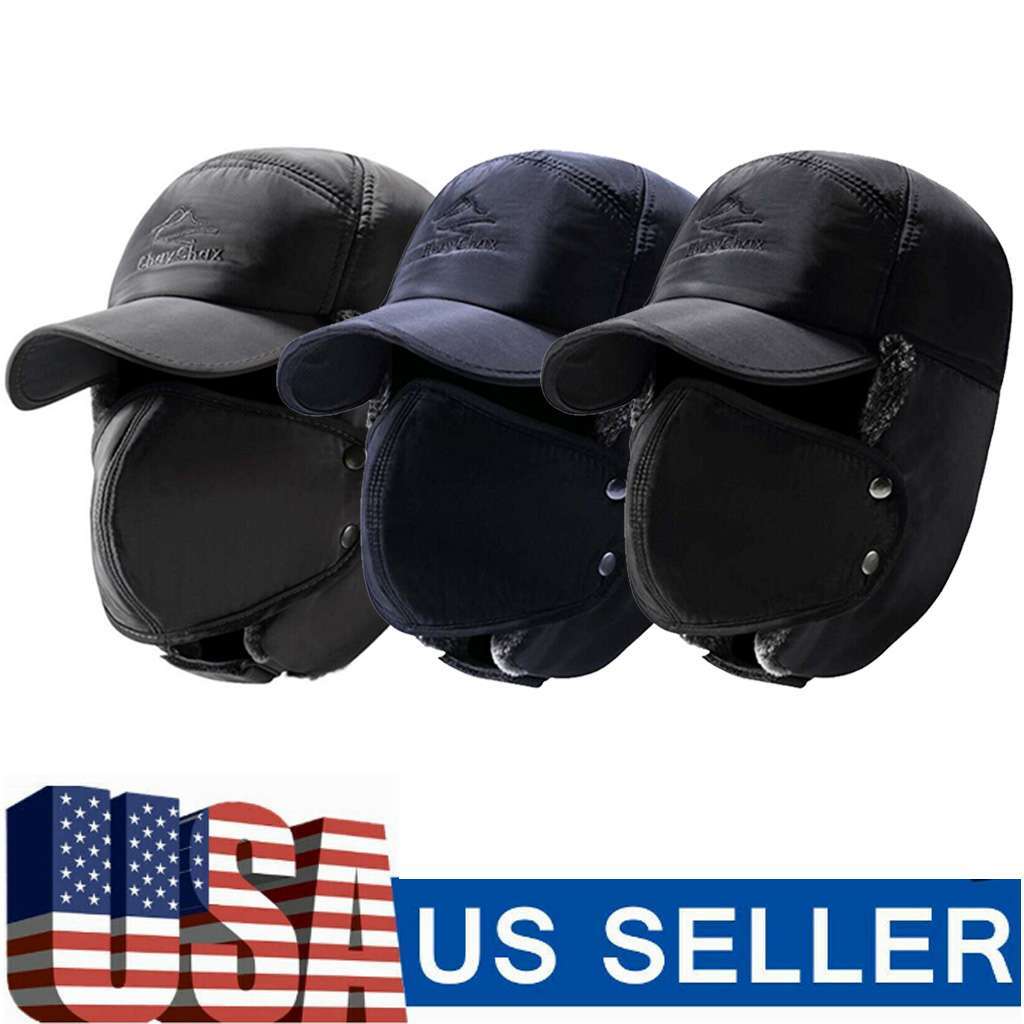 Men Women Winter Aviator Thick Hat Ear Flap Warm Ski Trapper Full Face Mask Cap
