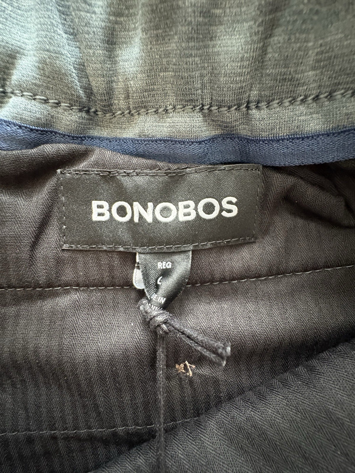 NWT Bonobos Dress Pants Heather Steel Blue Size Large Regular W/Adjustable Waist