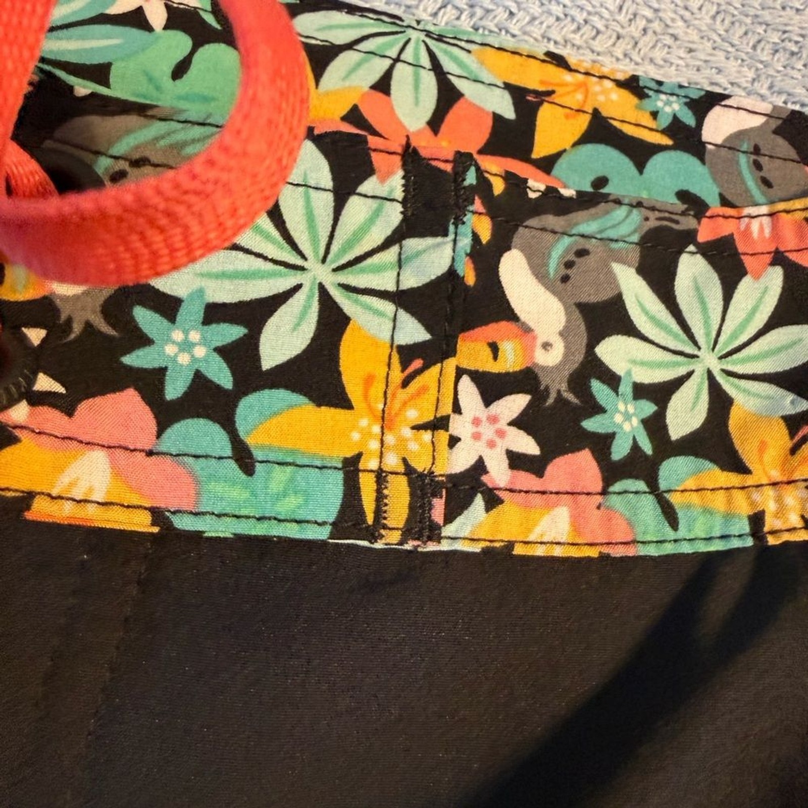 chubbies The Bloomerangs Black Swimwear with Coral and Teal Floral Trim
