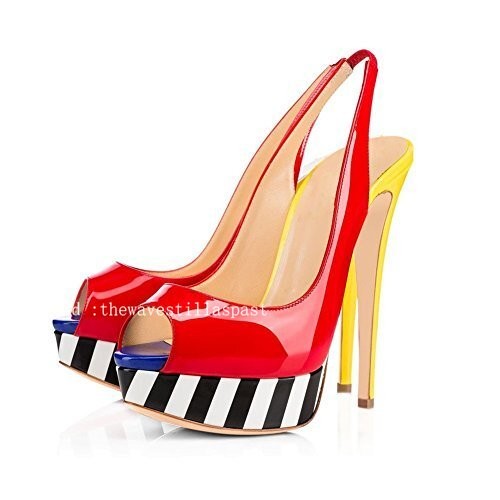 Women High Heels Pumps Peep Toe Platform Slingback Dress Party Shoes Size 4-20
