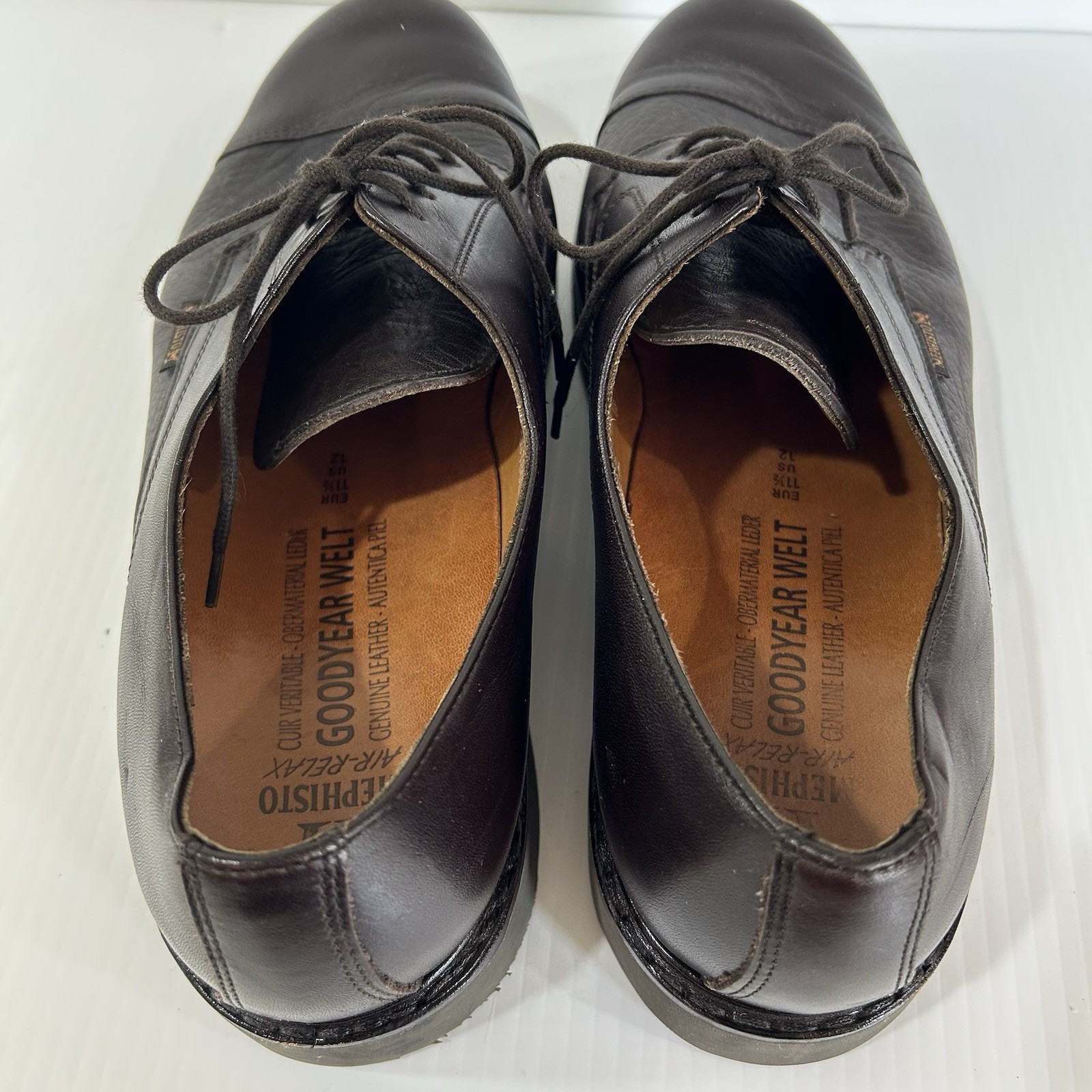 Mephisto France Air Relax Cap Toe Brown Leather Oxfords Goodyear Welt US Size 12