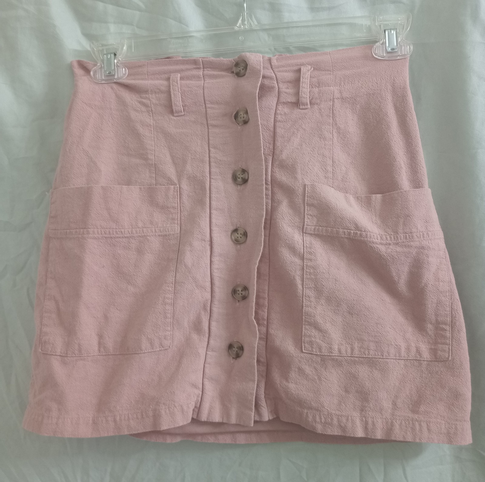 Hesperus Button Front Mini Skirt Pockets w/ Belt Loops Dusty Rose Pink Utility M