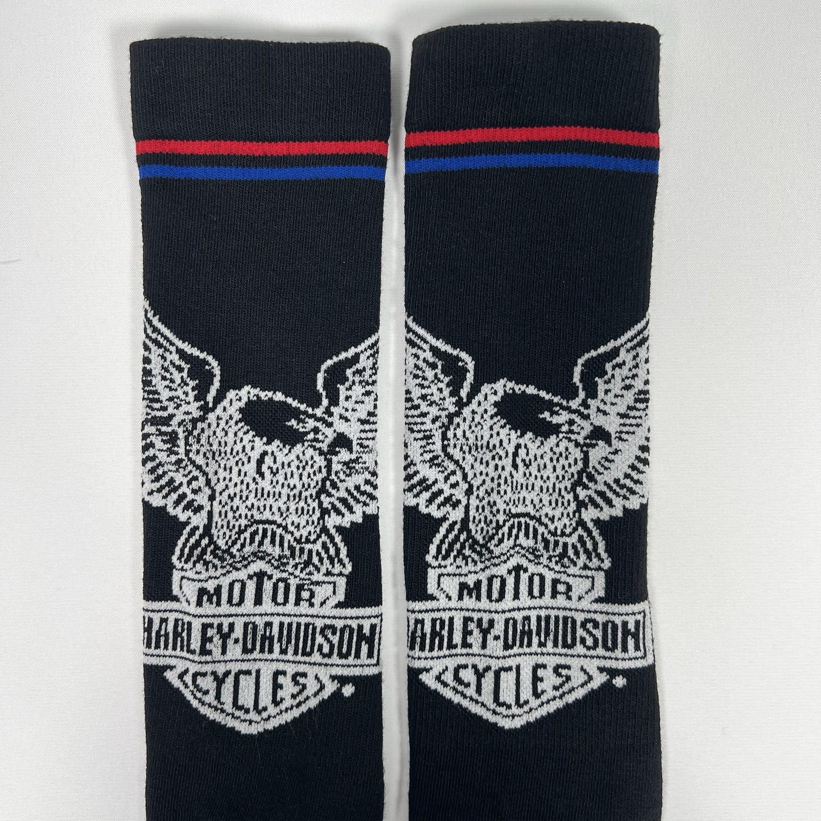 Harley Davidson Socks, Men’s Large, 2 Pair NEW! Made In USA Black HD Eagle