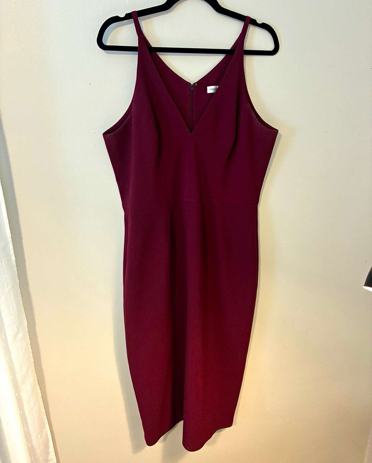 Dress the Population Burgundy V-Neck Sleeveless Pencil Midi Dress XL Zip