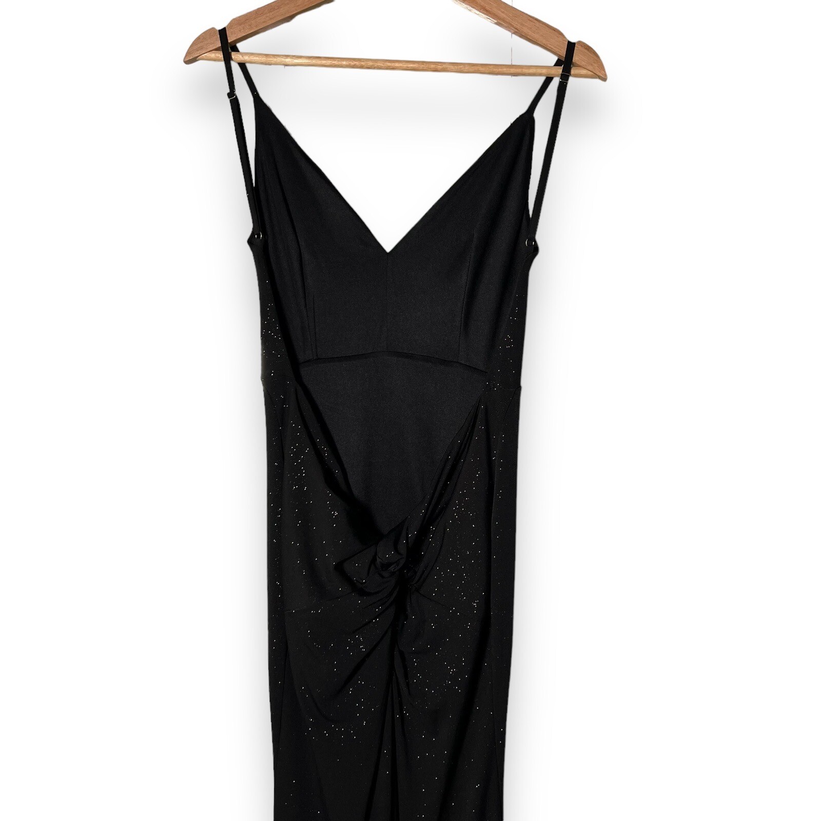 Ladivine By Cinderella Divine Black Glitter Fitted Long Rauch Mermaid Dress S