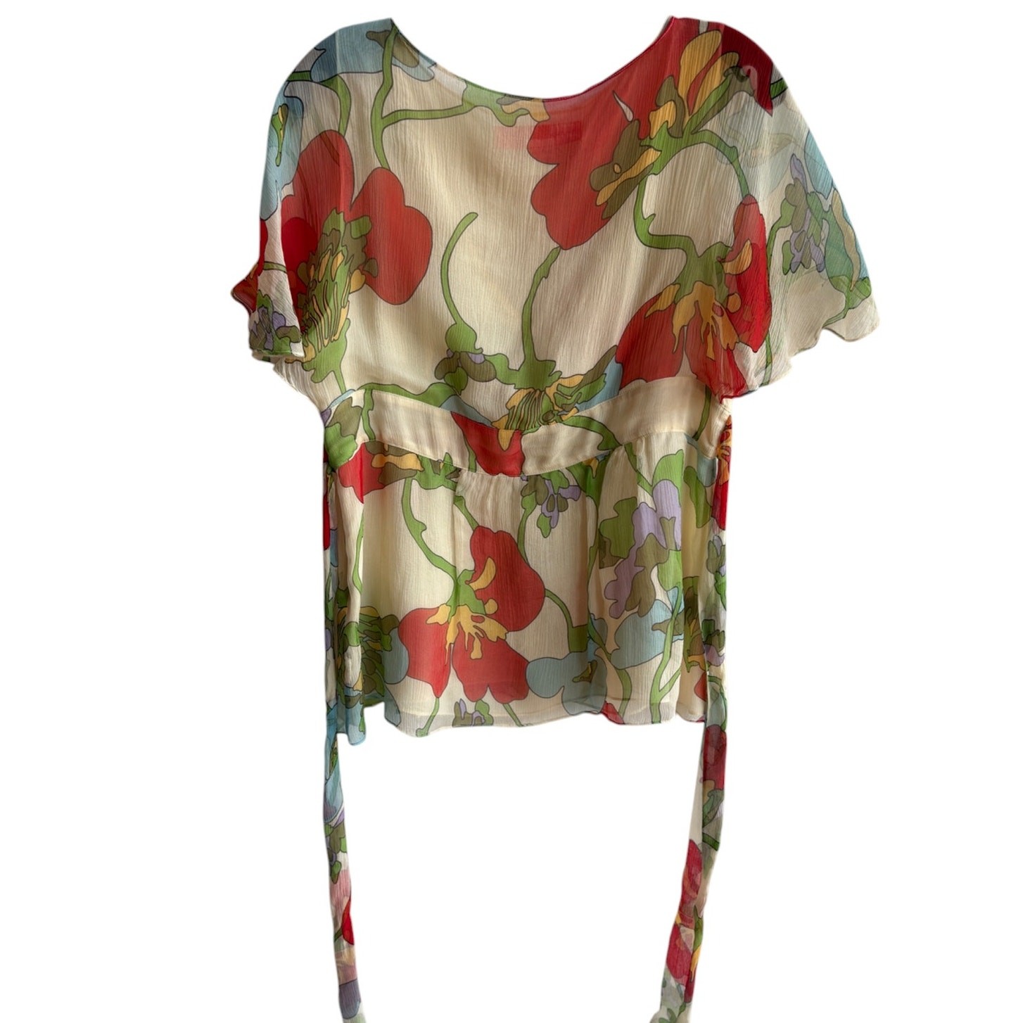 Cynthia Steffe Y2K All Silk Floral Fairycore Blouse with Mod Print size 14