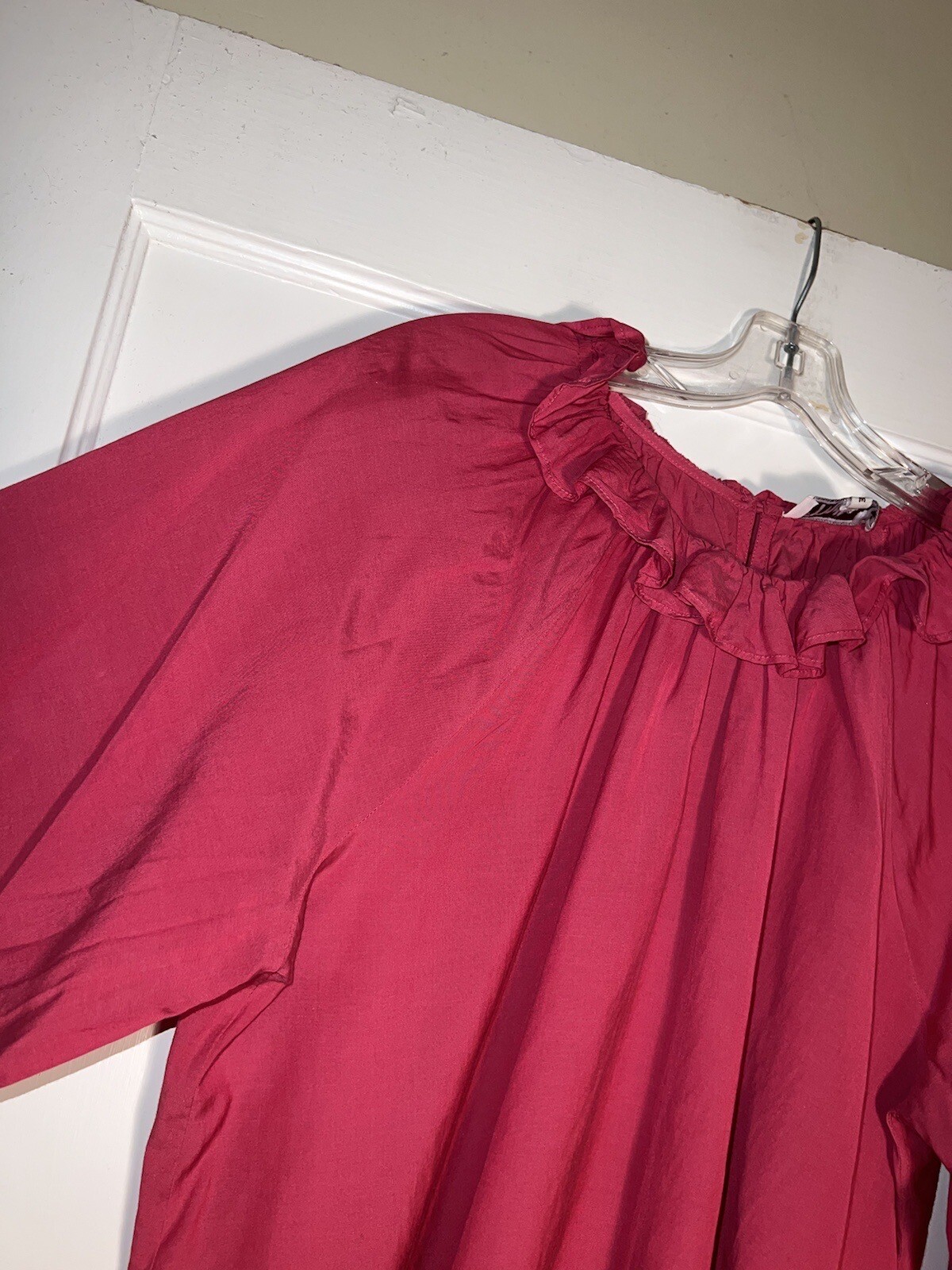 Mille Resort & Travel Pink Blouse Ruffle Balloon Sleeve Pink Size M. d403