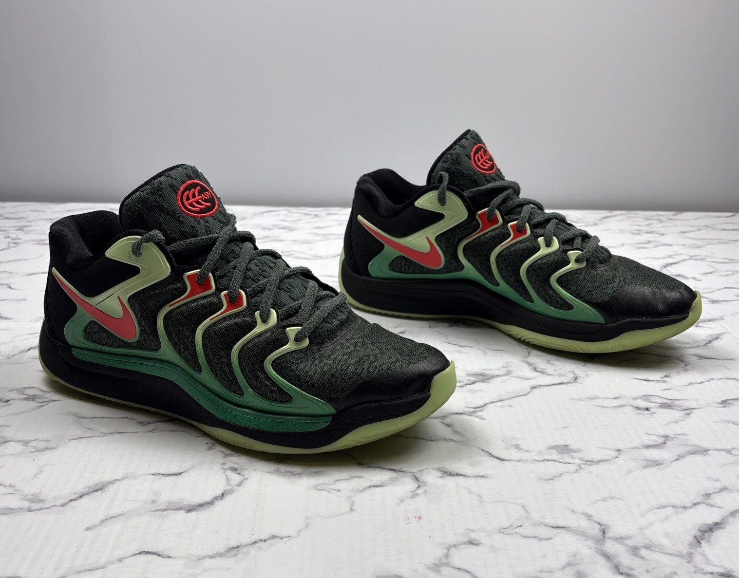 Nike KD 17 Easy Money Sniper Size 12 Green Glow In Dark Bottoms FJ9487-002 READ