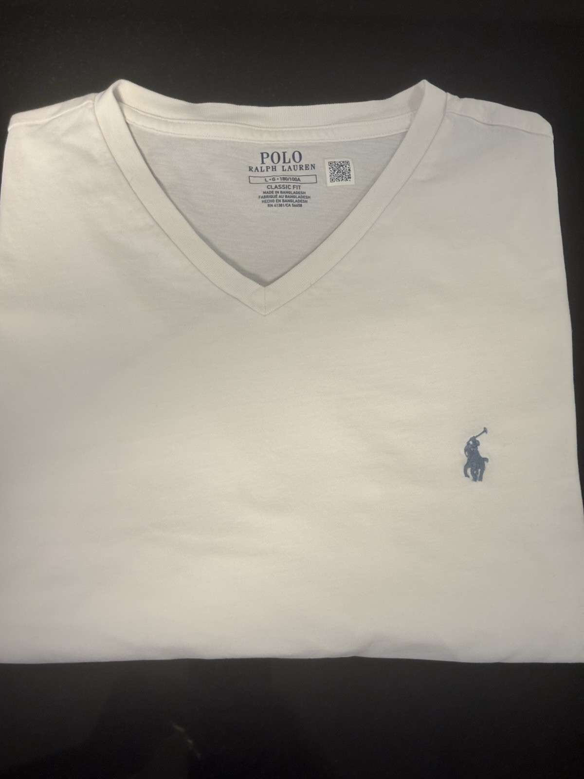 Ralph Lauren Polo V Neck Style Men’s White TShirt Size L