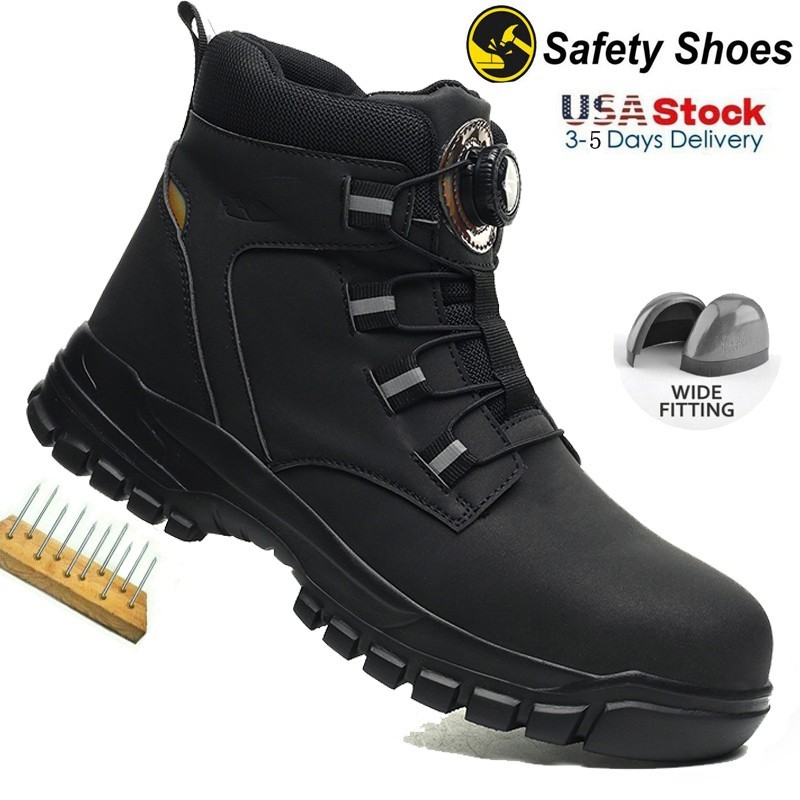 Rotating Button Work Sneakers Steel Toe Shoes Puncture-Proof Protective Shoes