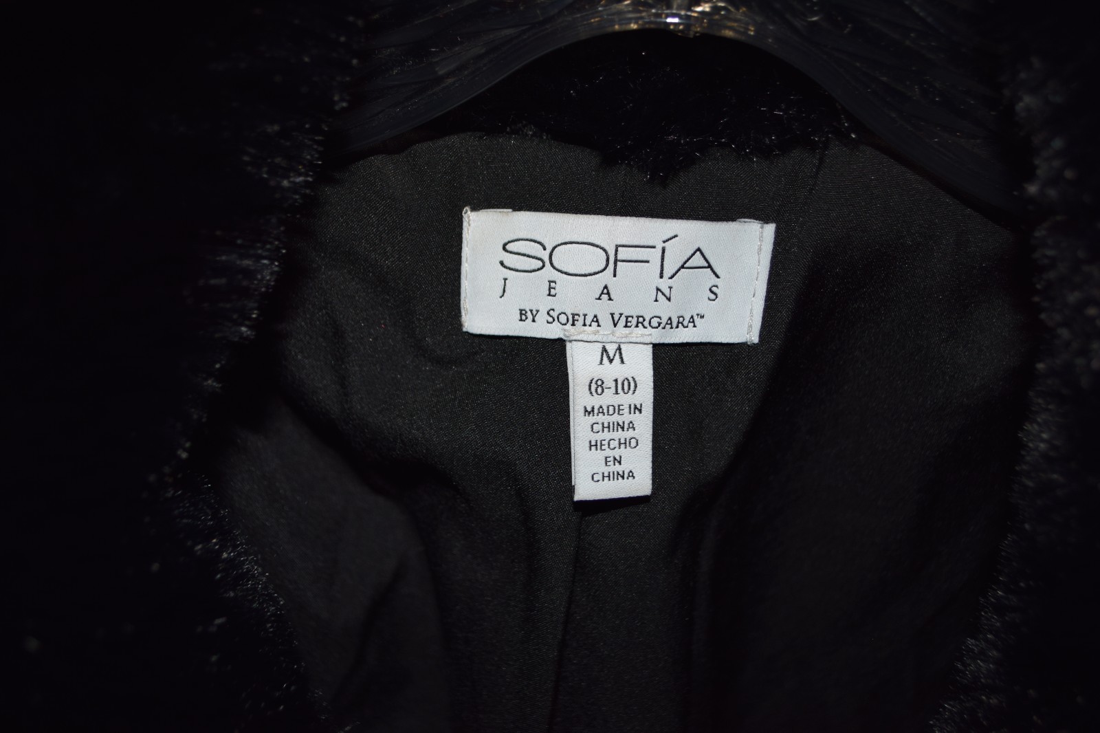 Sofia Jeans by Sophia Vergara Size M (8/10) Black Faux Fur Zipper Front Jacket