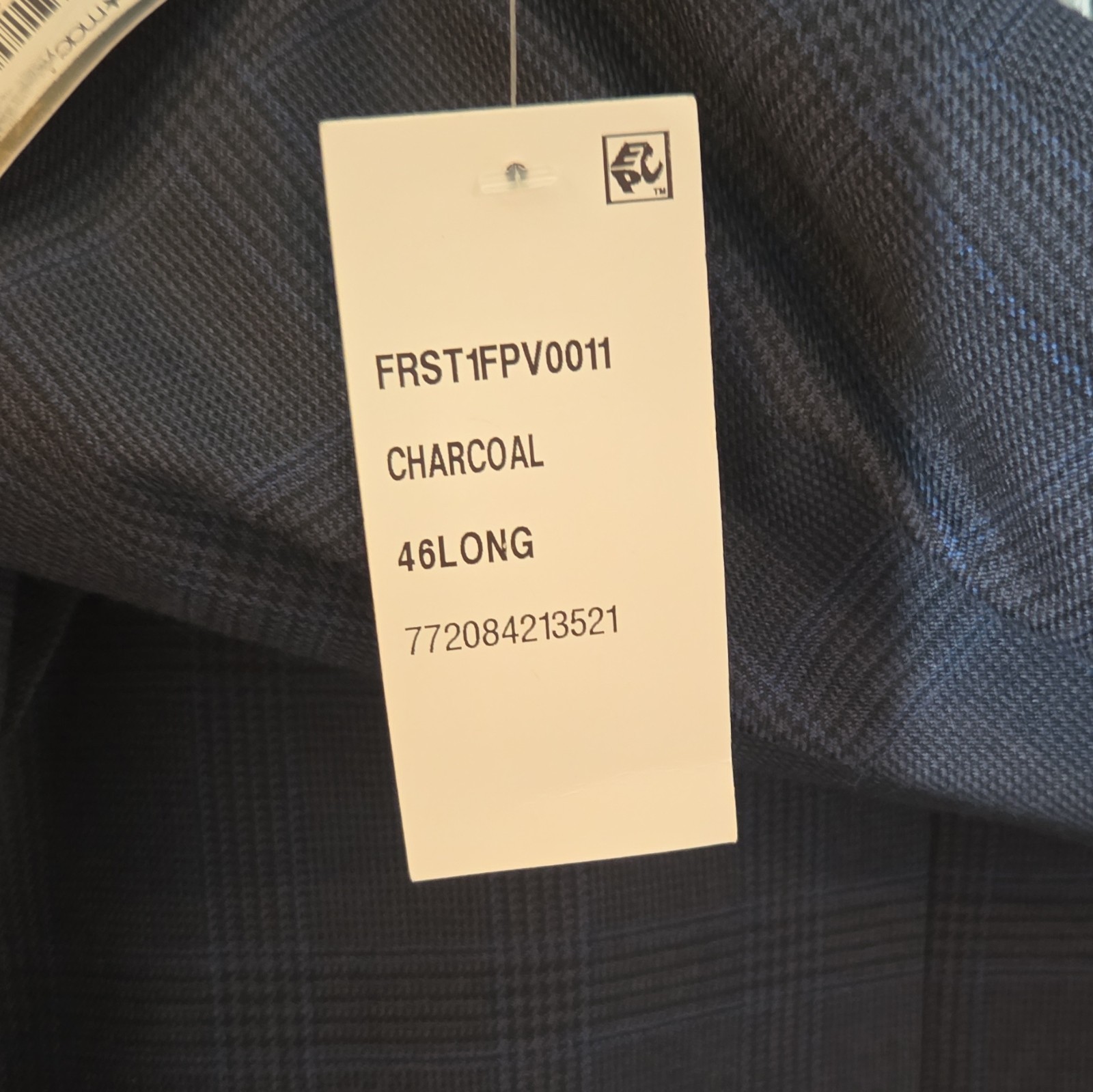 Andrew Fezza Signature Colection Charcoal Plaid Suit Jacket 46L 2-Button