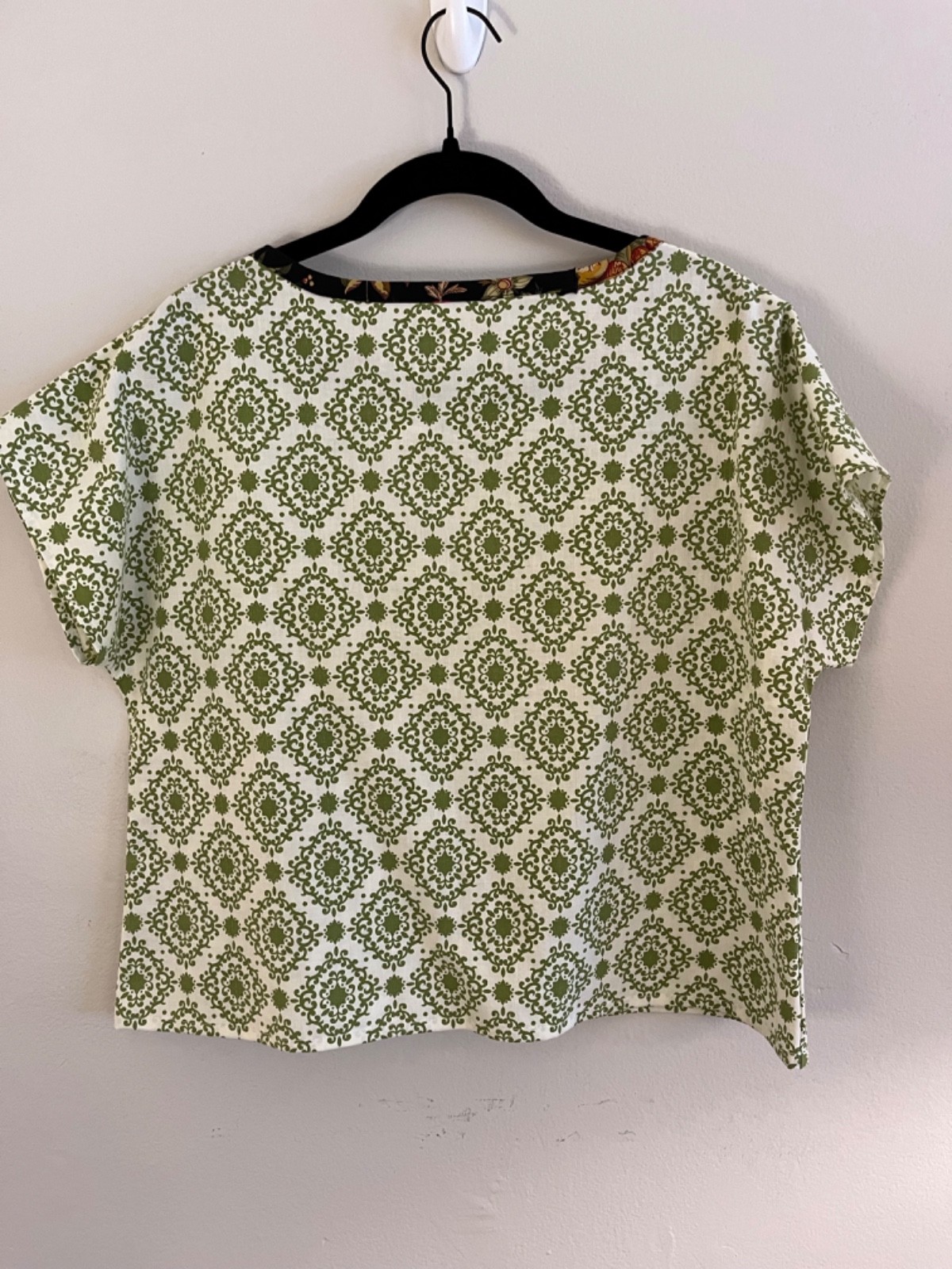 Retro Upcycled from Vintage Cotton Sheets Womens Top Medium Hipster Grannycore