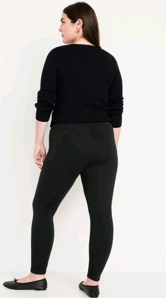 Old Navy Womens Plus Size Black High Waisted Fleece Lined Leggings Size 3X