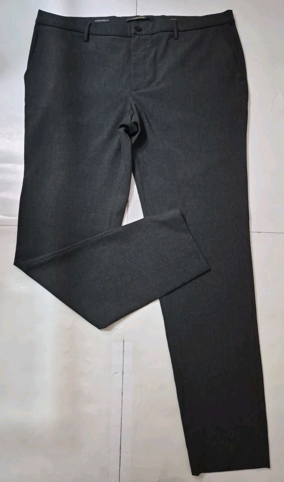 Alberto Ceramica Modern Fit Mens Black Trousers Pants Slim Fit W40 L35 Oeko-Tex