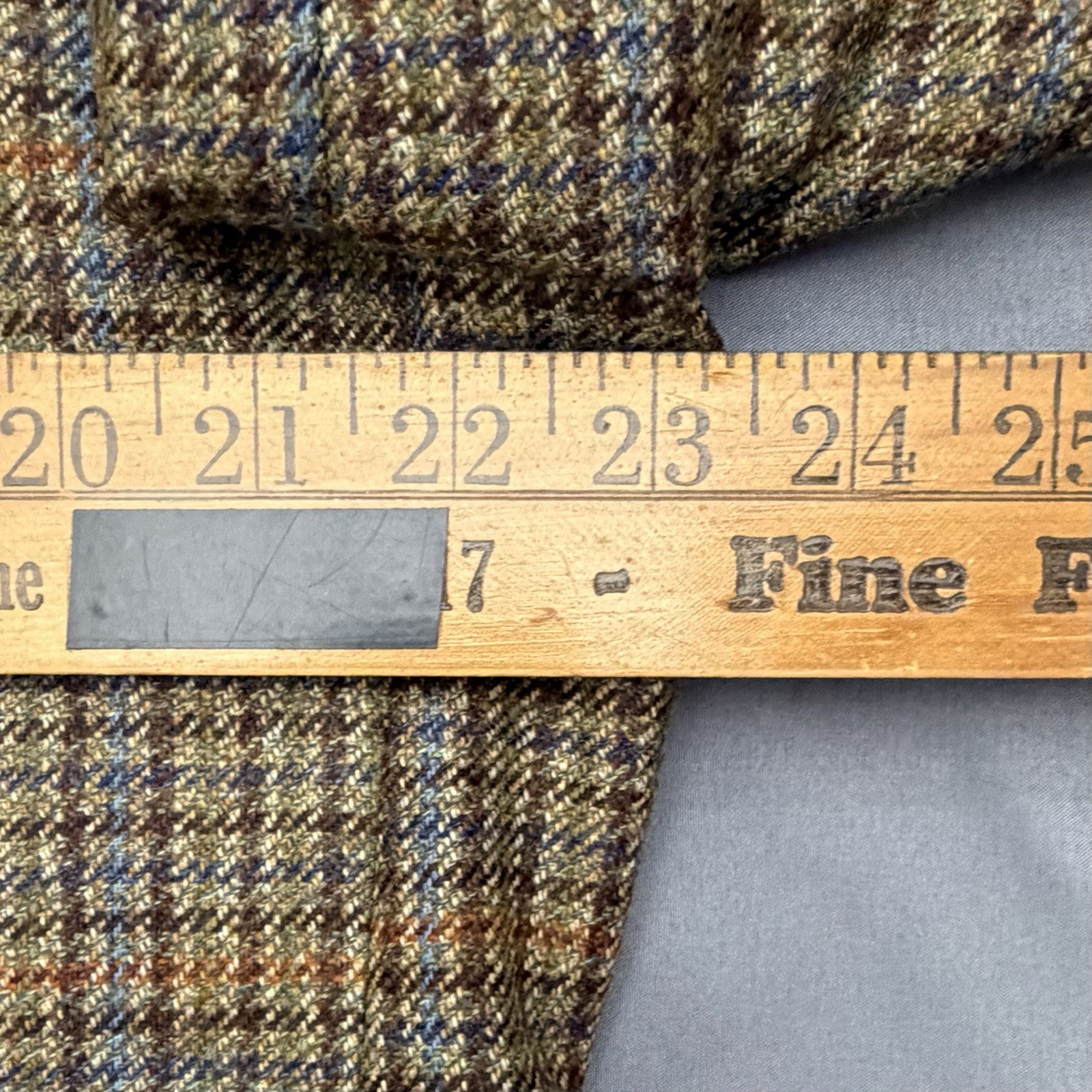 KROON Men’s 44L Brown Plaid 100% Virgin Wool Sport Coat Elbow Patch Blazer