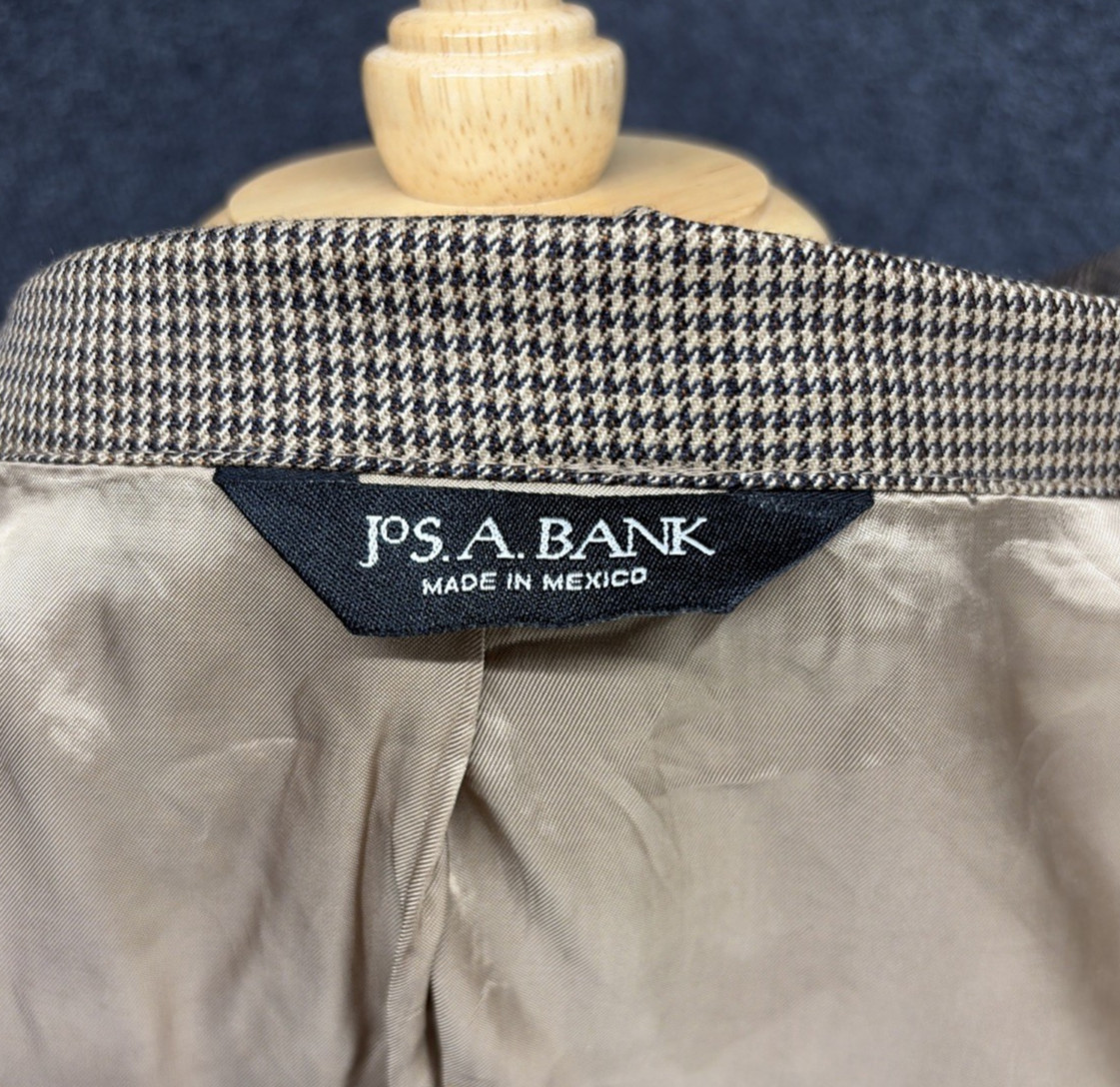 Jos A Bank Blazer 54R Brown Houndstooth 100% Wool Signature Sports Coat