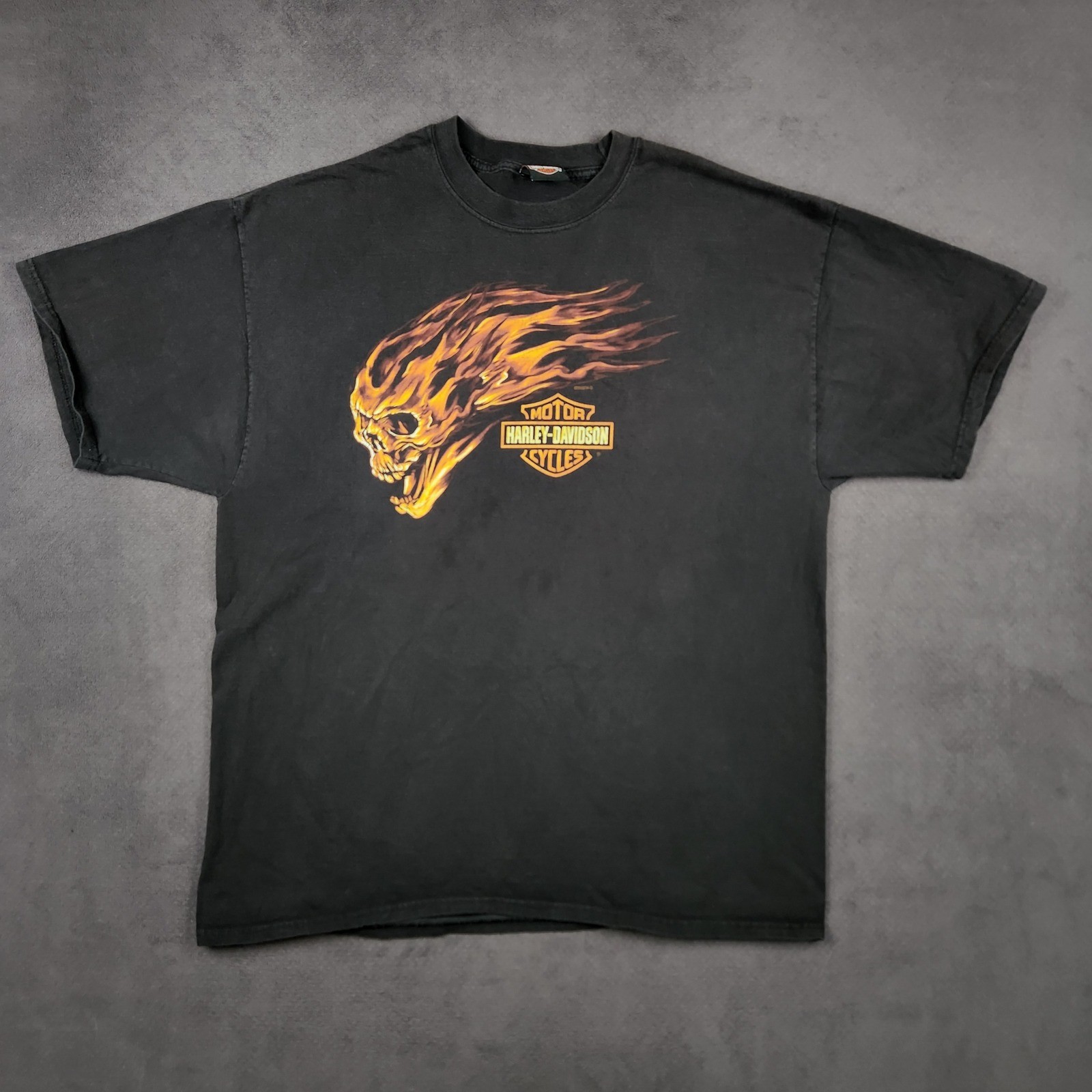 Harley Davidson Graphic Shirt Mens XL Black Flaming Skull High Country Wyoming
