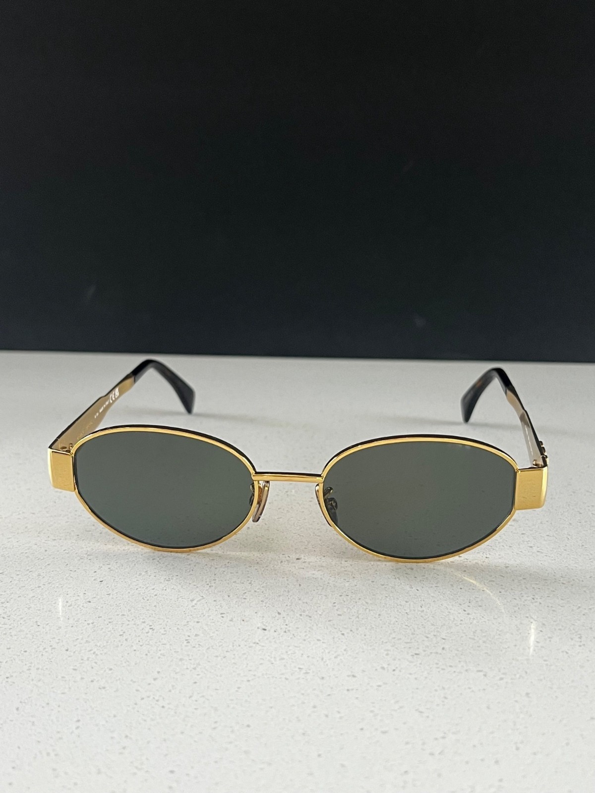 CELINE CL40235U Triomphe Metal 01 oval GOLD sunglasses