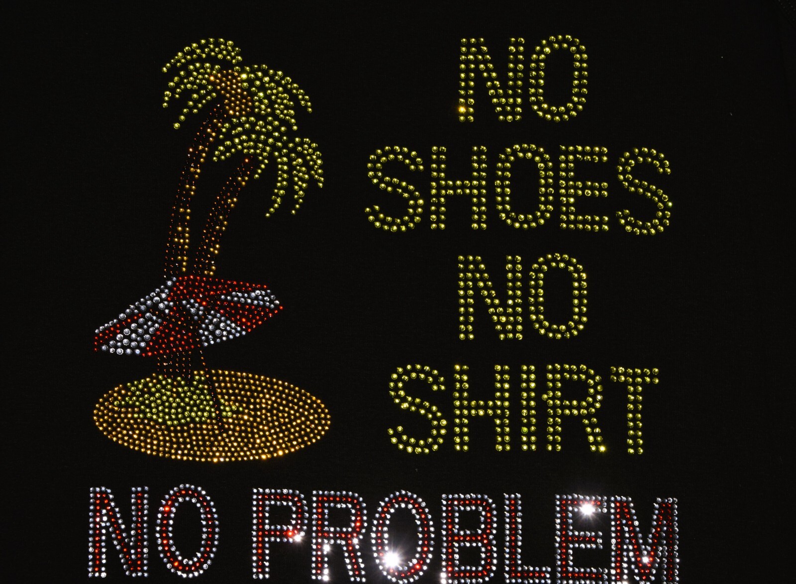 No Shoes No Shirt No Problem rhinestone shirt tank S M L XL XXL 1X 2X 3X 4X 5X