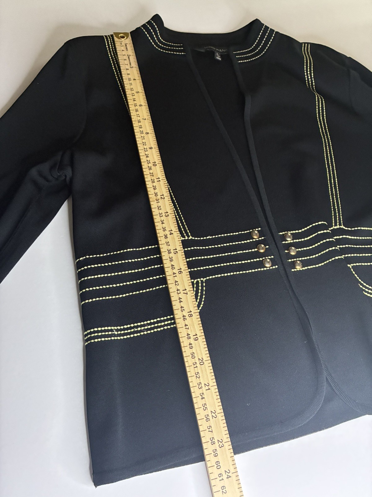 Ming Wang Black Knit Cardigan Blazer Women’s Size L Career