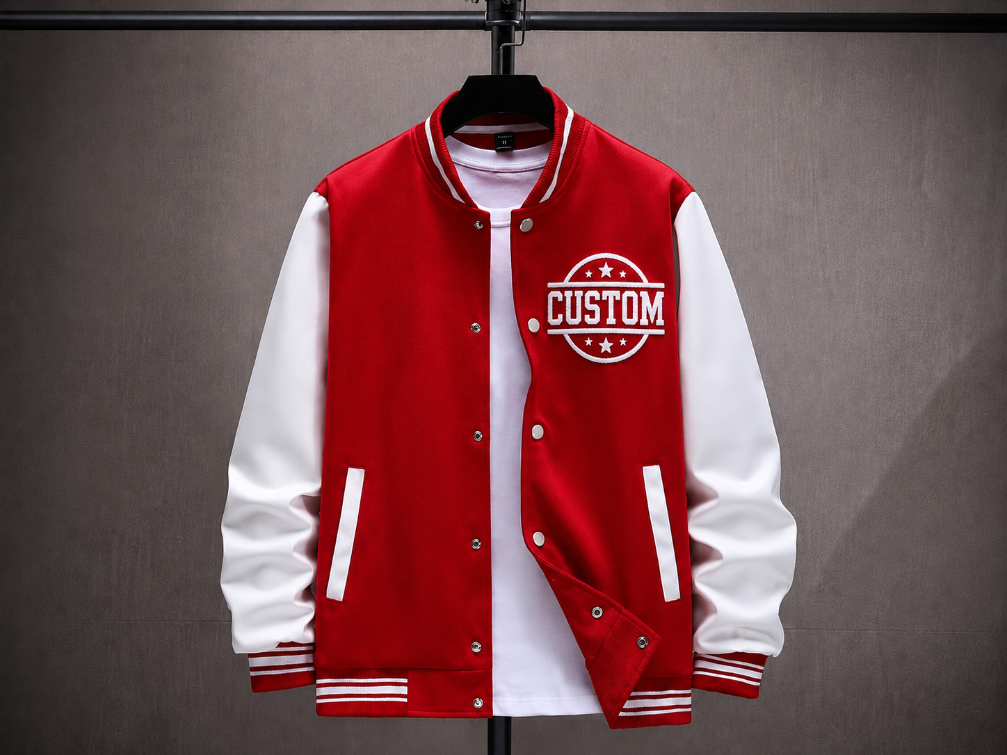 Men’s Two Tone Varsity Jacket Letterman Bomber Coat Custom Logo XS-5XL