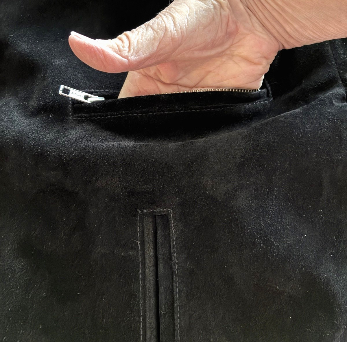 Rolla’s Black Suede Leather Moto Biker Jacket Size L Belted YKK Zip Lined