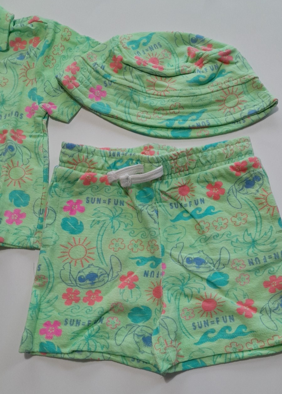 Disney Lilo & Stitch 3-Piece Set 24 Months Button Shirt Shorts Hat NWT