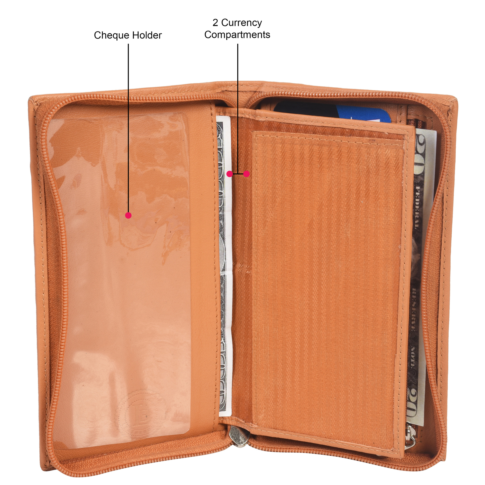 Leatherboss Genuine Leather Checkbook Cover with Credit Card Holder