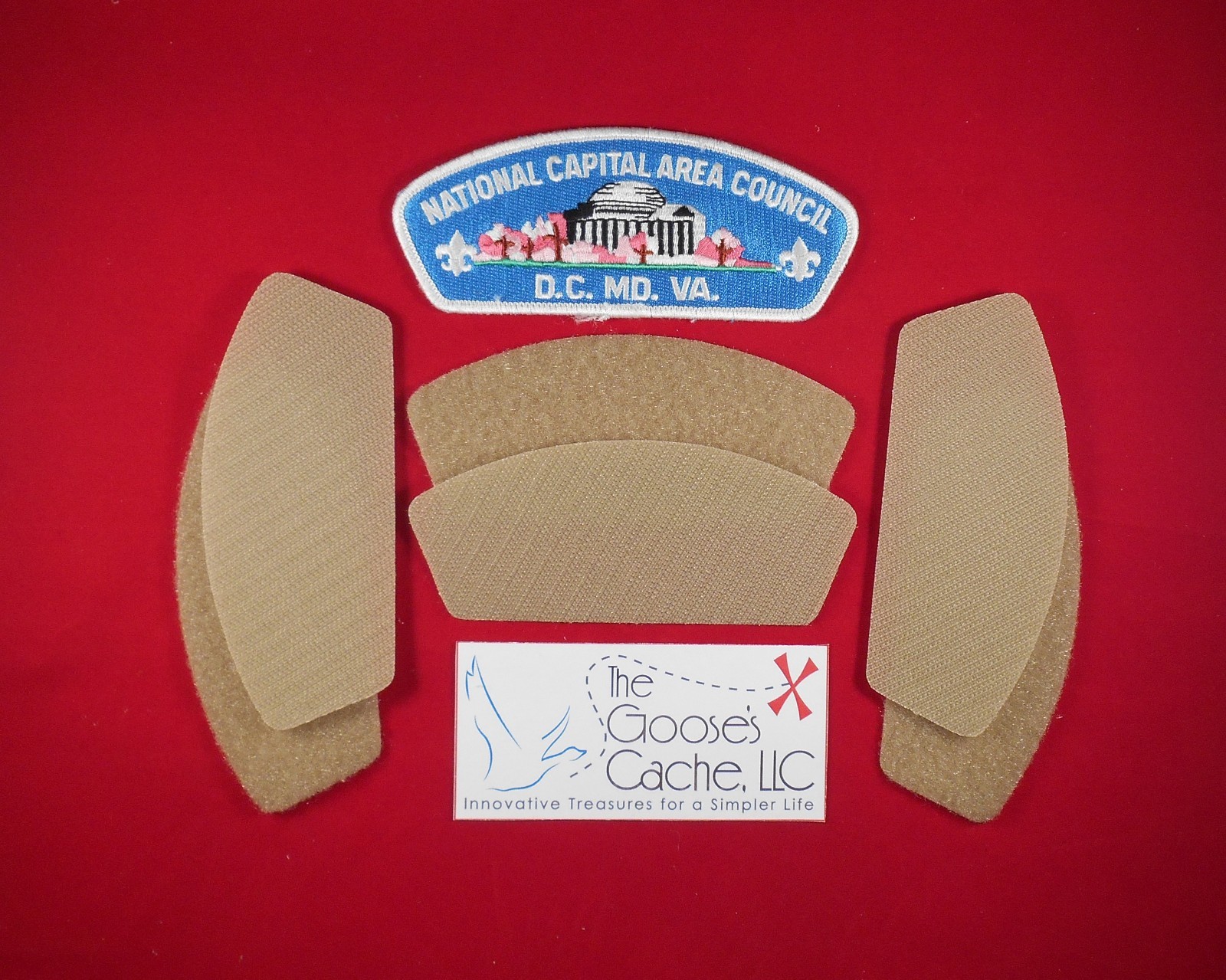Tan Sew-on Hook and Loop for Attaching Patches to Scout BSA Shirts