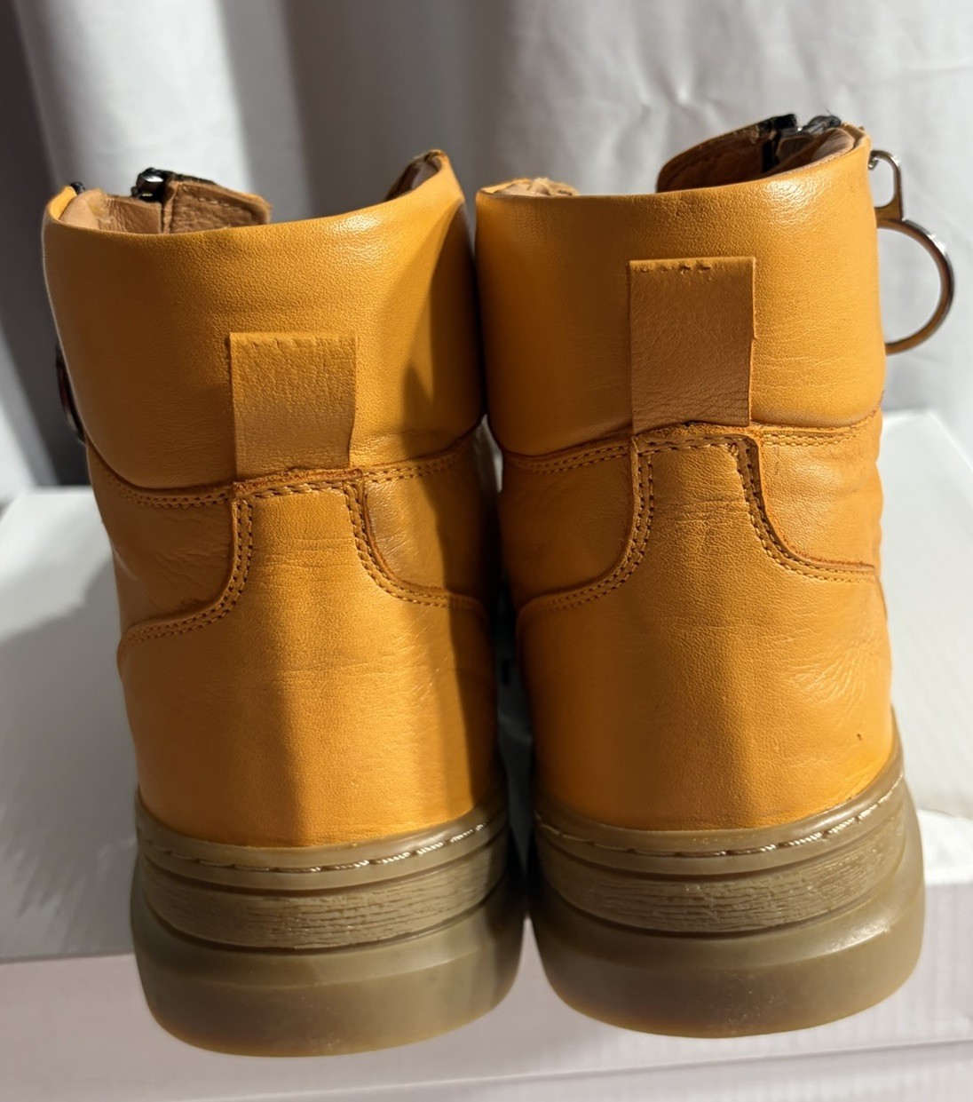 MIA Sheridan Leather High Top Ankle Boots Orange Side Zip Alba Women’s 8.5