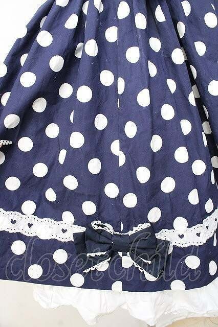 Angelic Pretty Polka Dot Jumper Skirt JSK Navy Sweet Lolita Fashion Japan
