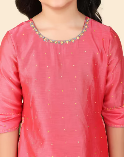 Fab India Kids Palazzo Set – Pink & Yellow Girls 2-3 Yrs