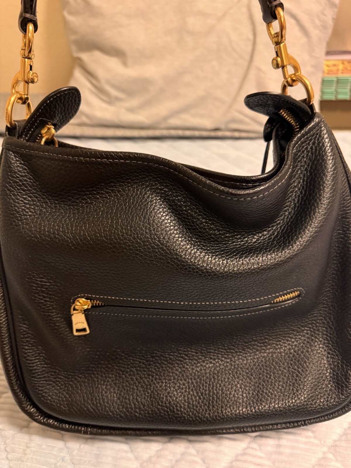 Coach Cary Large Black Pebbled Bag