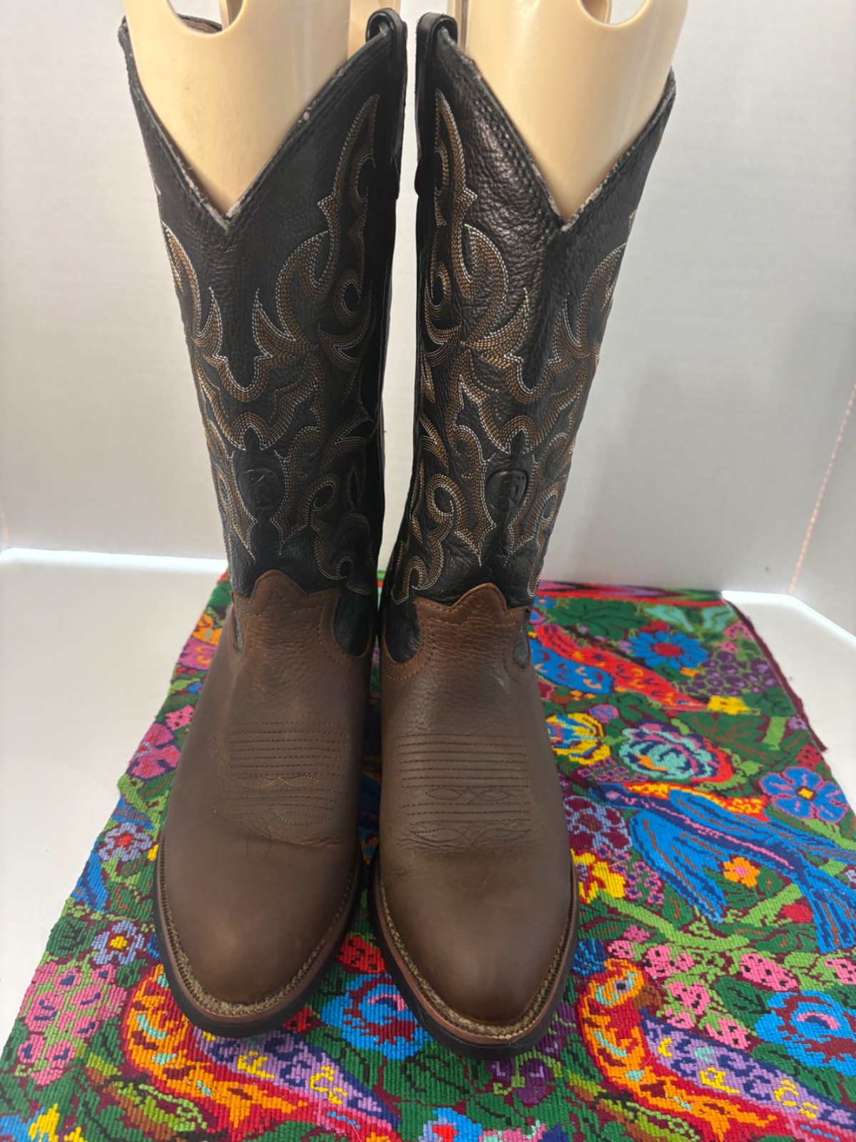 TONY LAMA RR400J Men’s Brown Bullhide Leather Rodeo Cowboy Boots 9EE EUC