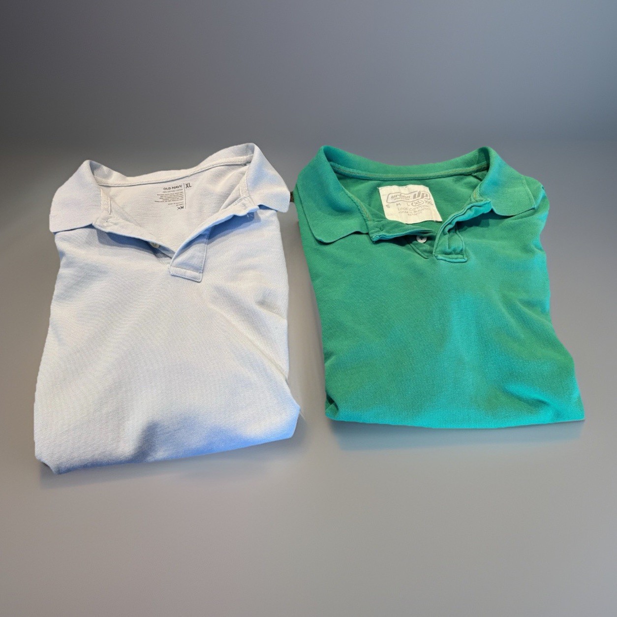 2 lot Old Navy Mens light blue & Green Urban pipeline Collared Polo Short Sleeve