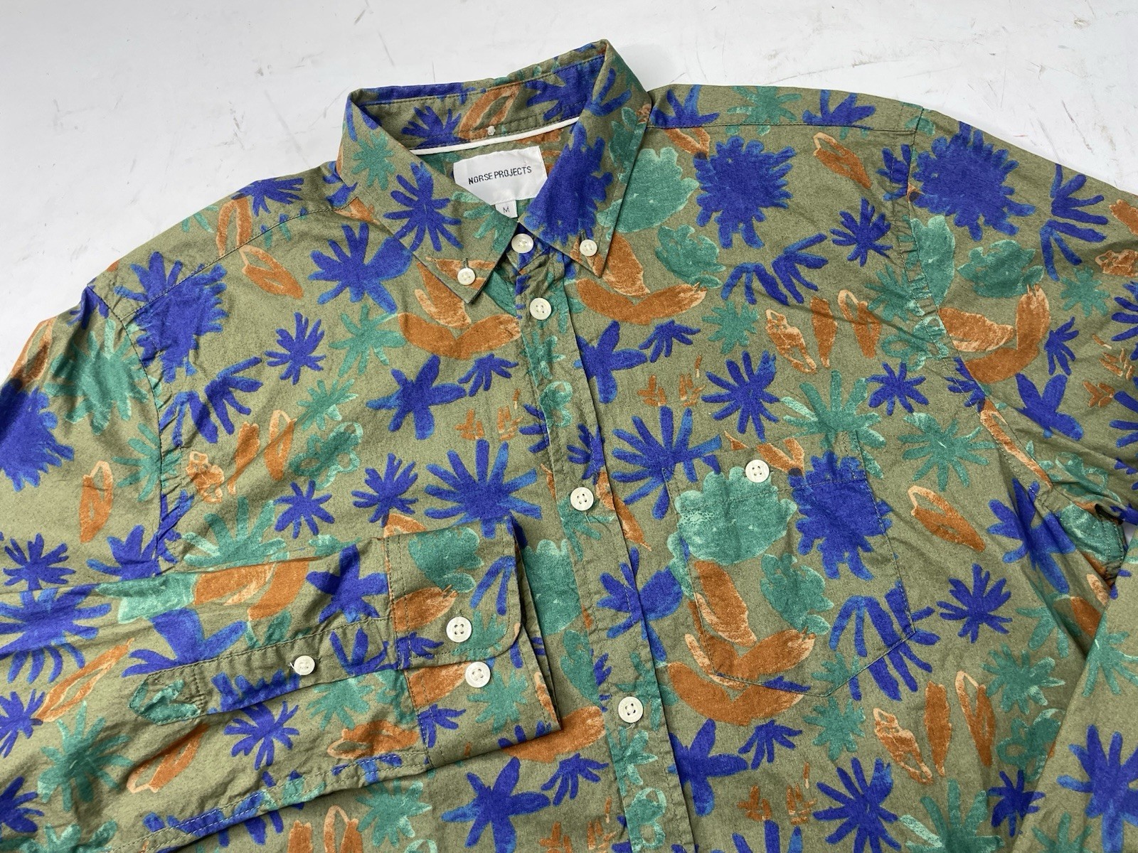 Norse Projects Mens Medium 100% Cotton Anton Botanical Shirt Button Down Floral