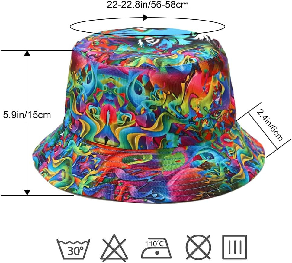 Unisex Bucket Hat Beach Sun Hat Aesthetic Fishing Hat for Men Women Teens, Rever