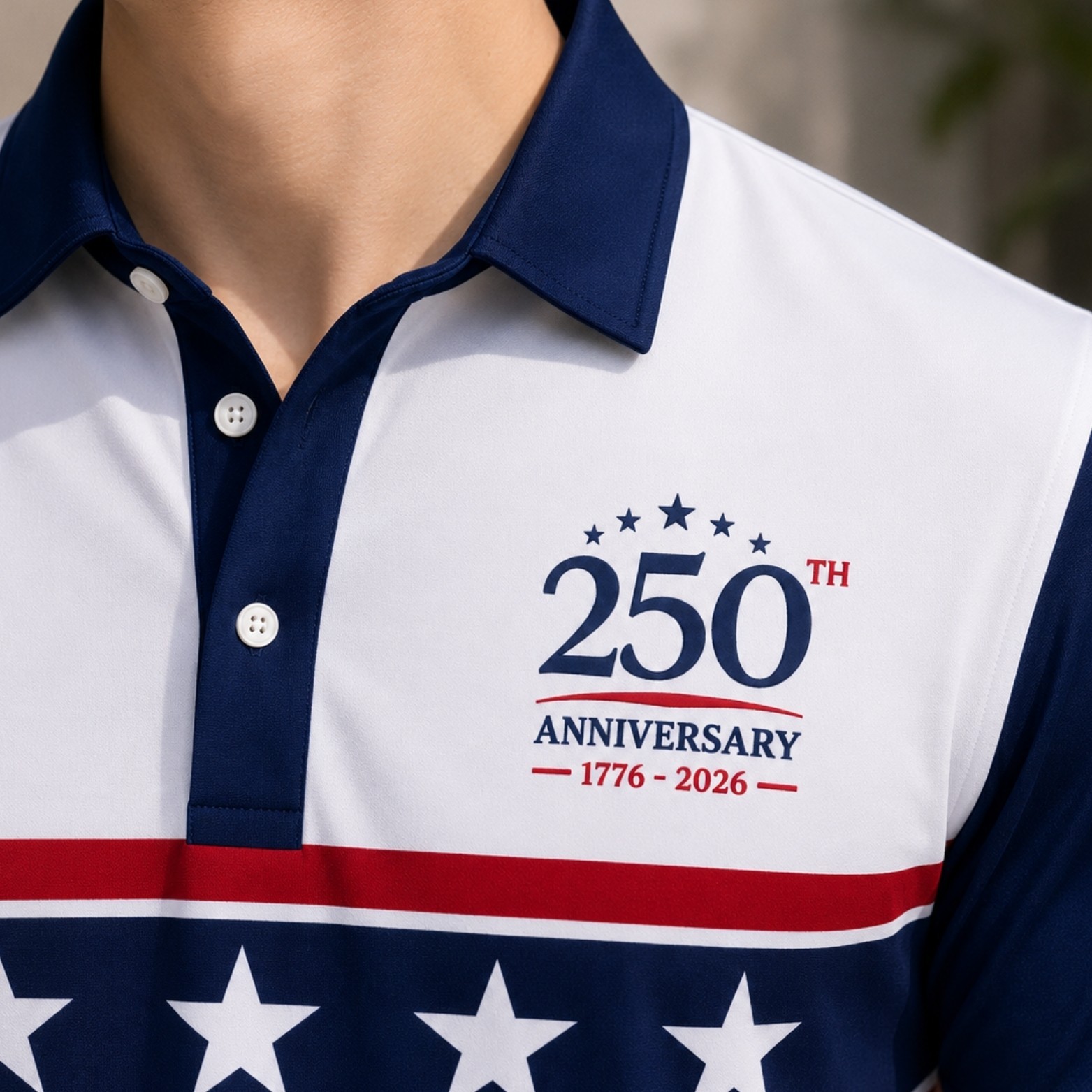 America 250th Anniversary Patriotic Golf Polo, 4th of July Basic Shirt (S-5XL)