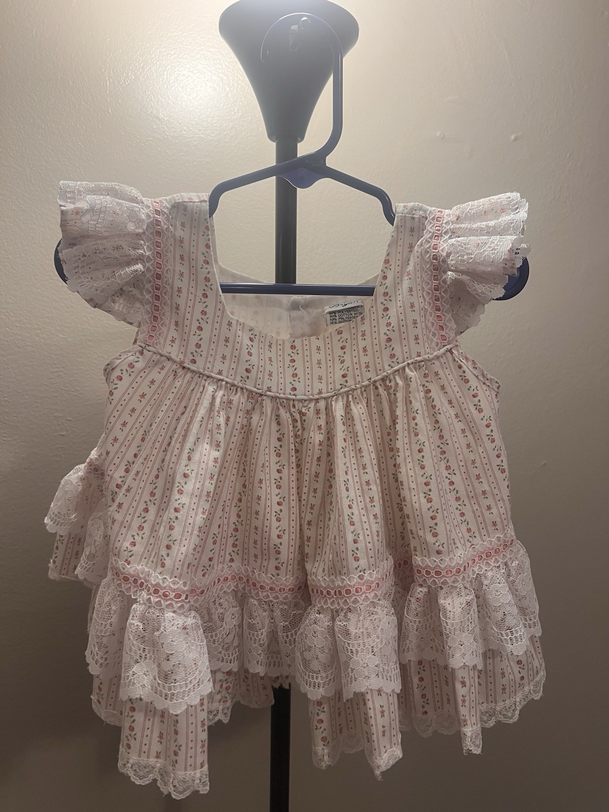 3 Vintage Baby Girl Dresses Bryan Rare Editions 6-9M 12M Lace Smocked USA