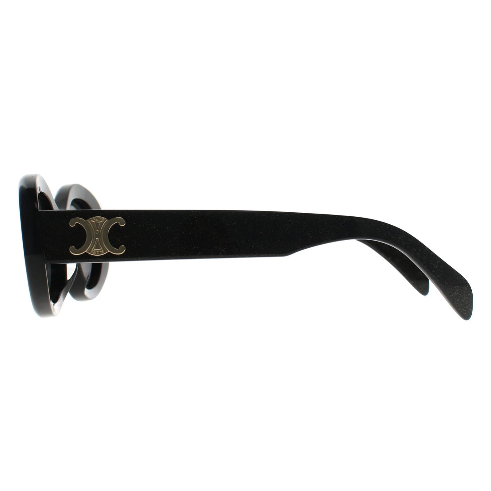 Celine Sunglasses CL40194U Triomphe 03A Sparkly Black with Gold Gray