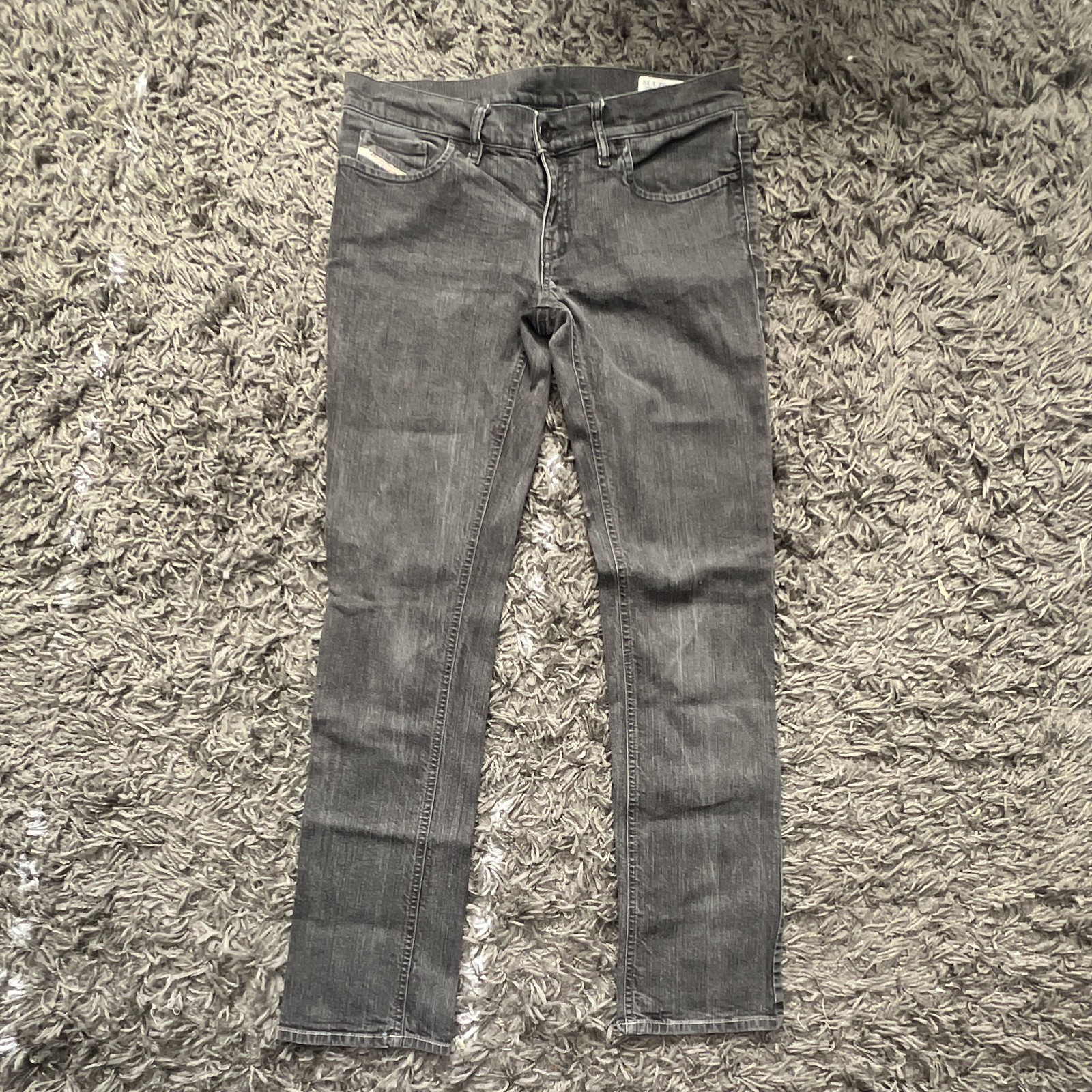 Diesel Gray Dark Wash Slim Skinny Jeans Stretch Denim 5-Pocket Low Rise