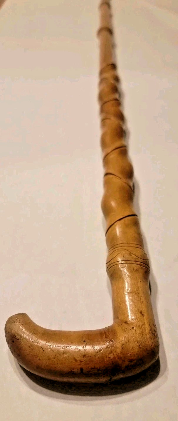 Hand Carved Wood Twisted Walking Stick Cane 9.1oz 35” Vintage