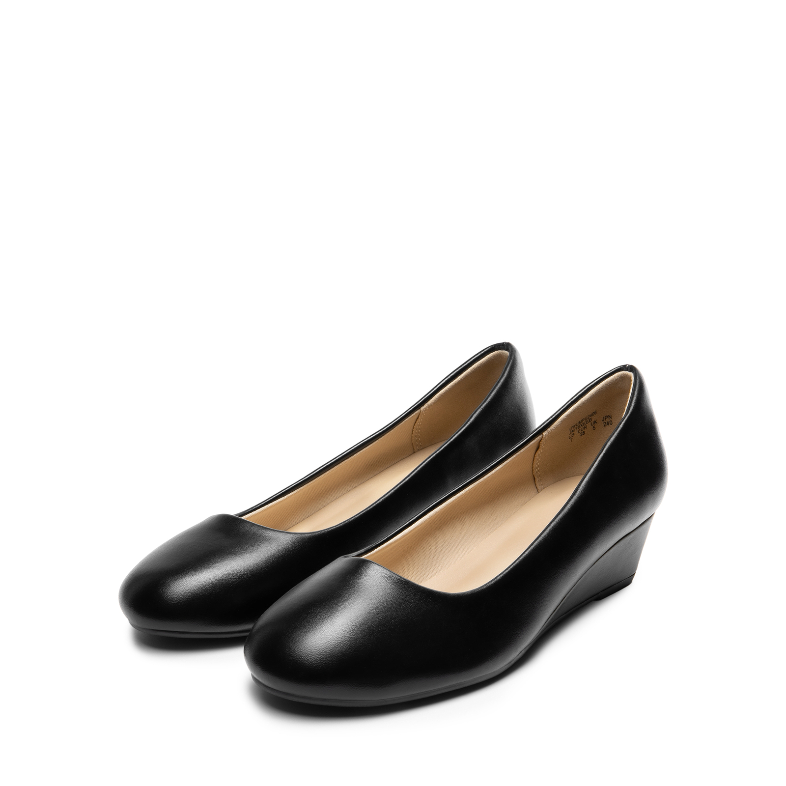 Women Low Wedge Pump Shoes Pull-On Round Toe Office Work Shoes