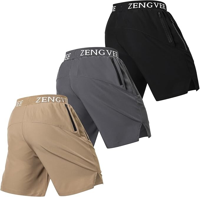 Men’s Sports Athletic Gym Shorts 3 Pack Running Workout Training Shorts Mens Qui