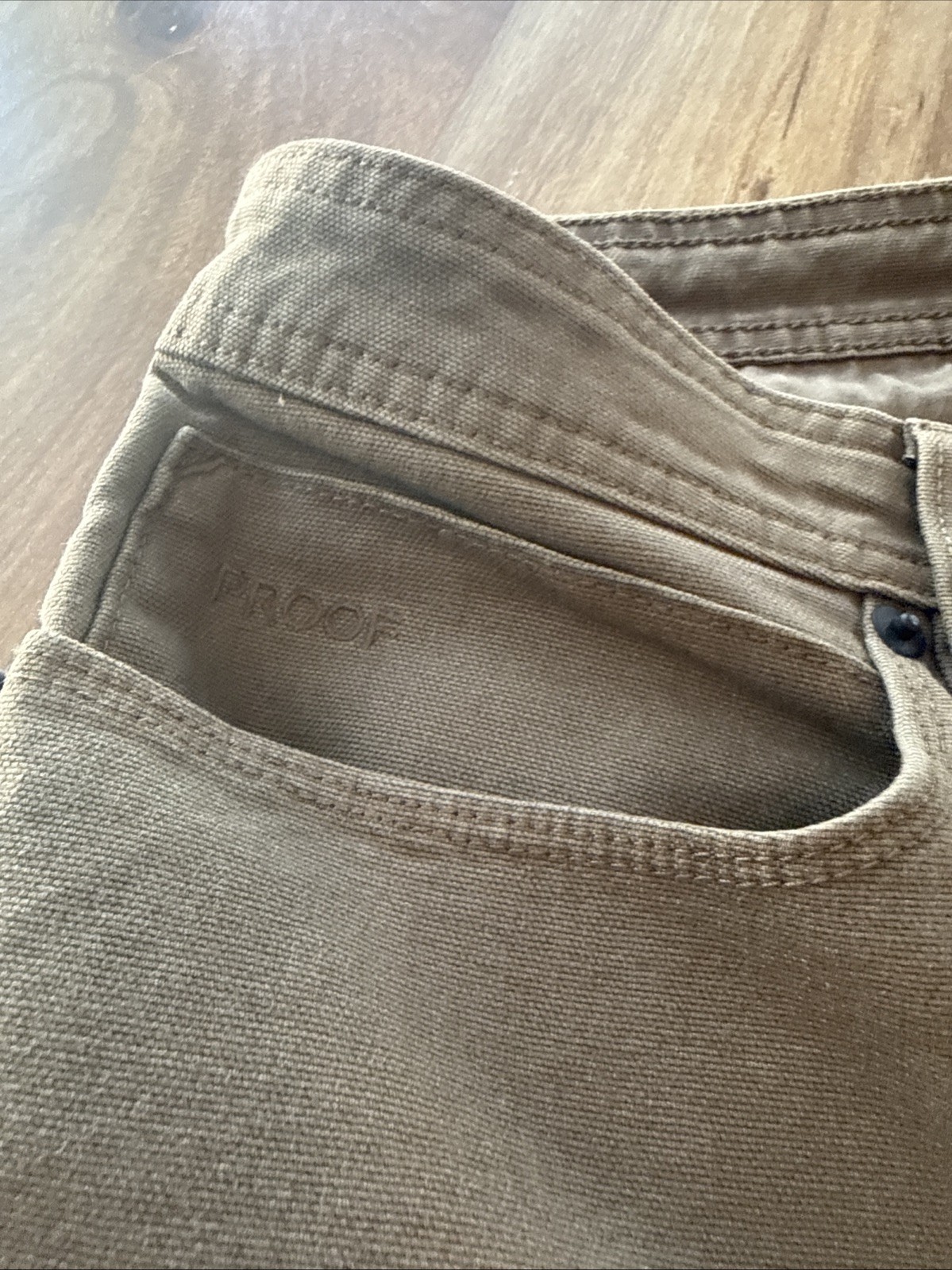Proof Rover Double Knee Work Pant Mens 33×32 Athletic Taper Fit Beige Huckberry