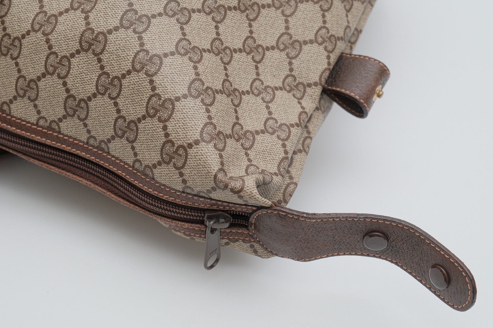 Vintage Gucci Travel Boston Tote Shoulder Bag GG Web Sherry Line 156.19