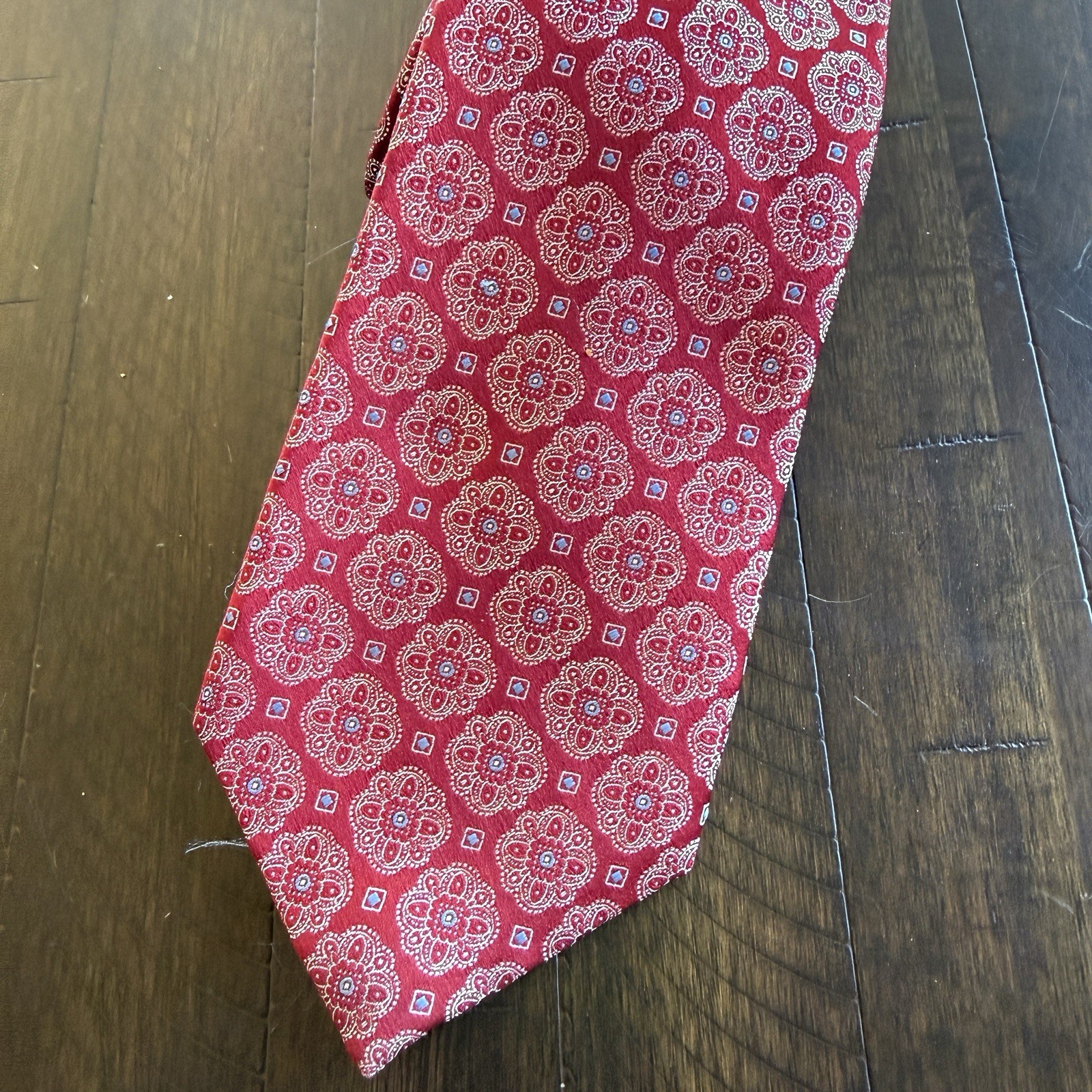 Lot of 3 Tasso Elba Silk Ties Red Peach Sage Green Geometric Medallion Mens